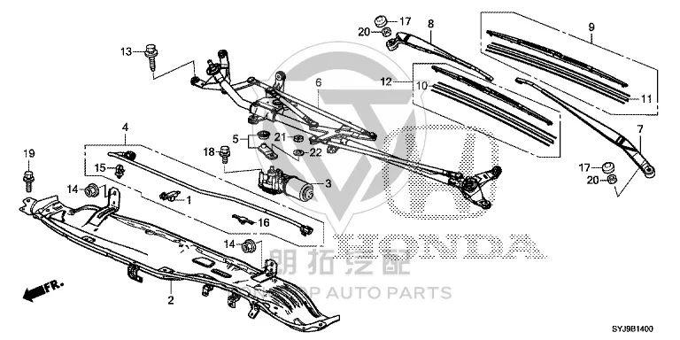 Front windshield wiper blade (left) 76620-SJK-003 76620SJK003 for Honda