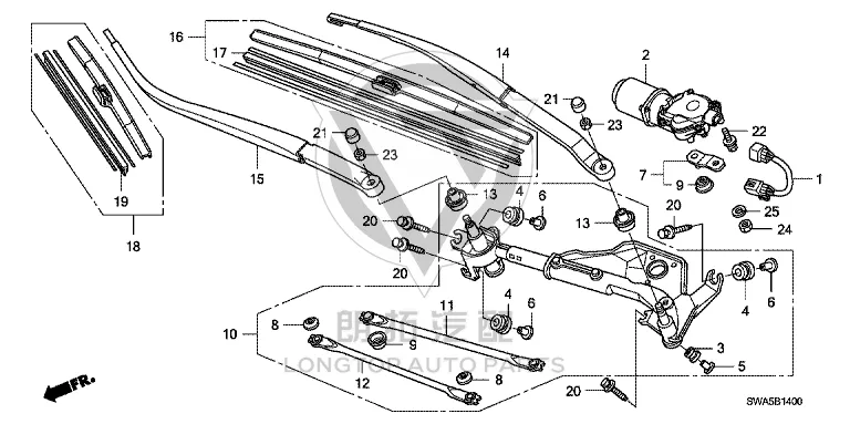 Front windshield wiper blade (right) 76630-SWAA01 76630SWAA01 for Honda