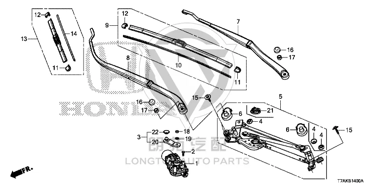 Front windshield wiper blade (right) 76630-T7JH0 76630T7JH0 for Honda
