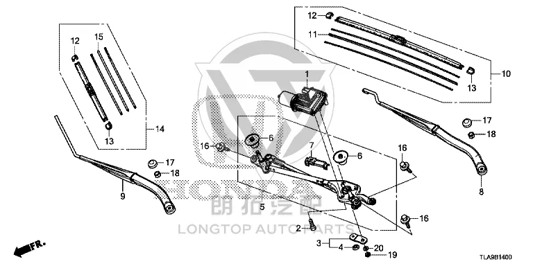 Front windshield wiper blade (right) 76630-TME-P02 76630TMEP02 for Honda