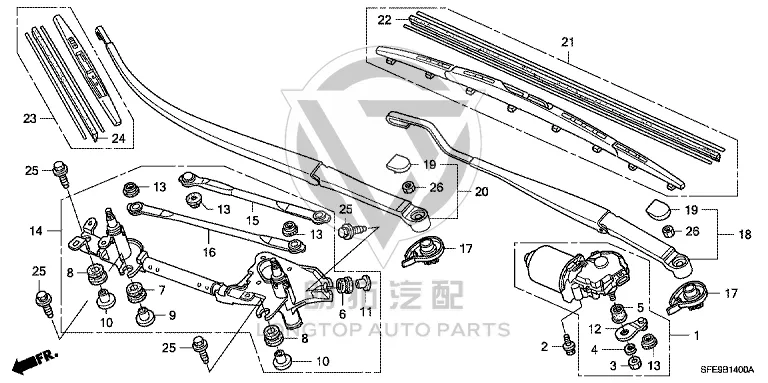Front Windshield Wiper Blade (Right) 76630-SFE04 76630SFE004 for Honda