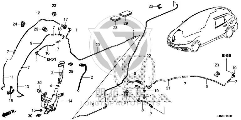 Front windshield washer fluid reservoir 76841-T4N-H01 76841T4NH01 for Honda