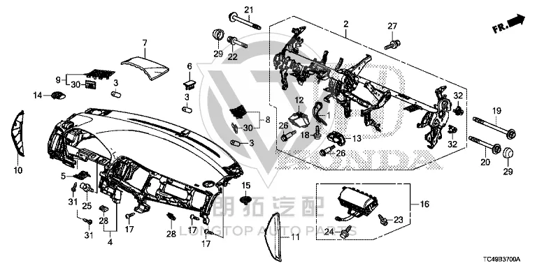 Dashboard housing 77100-TC4H0 77100TC4H01ZA for Honda