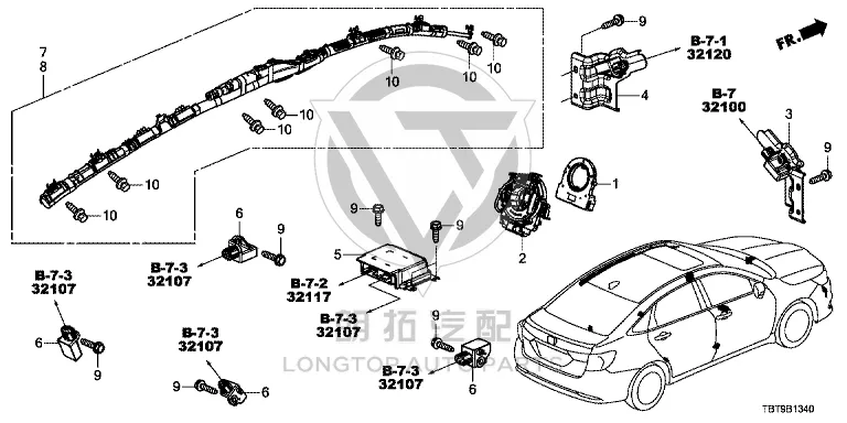 Front Airbag Sensor (Left) 77930-TBT-B21 77930TBTB21 for Honda