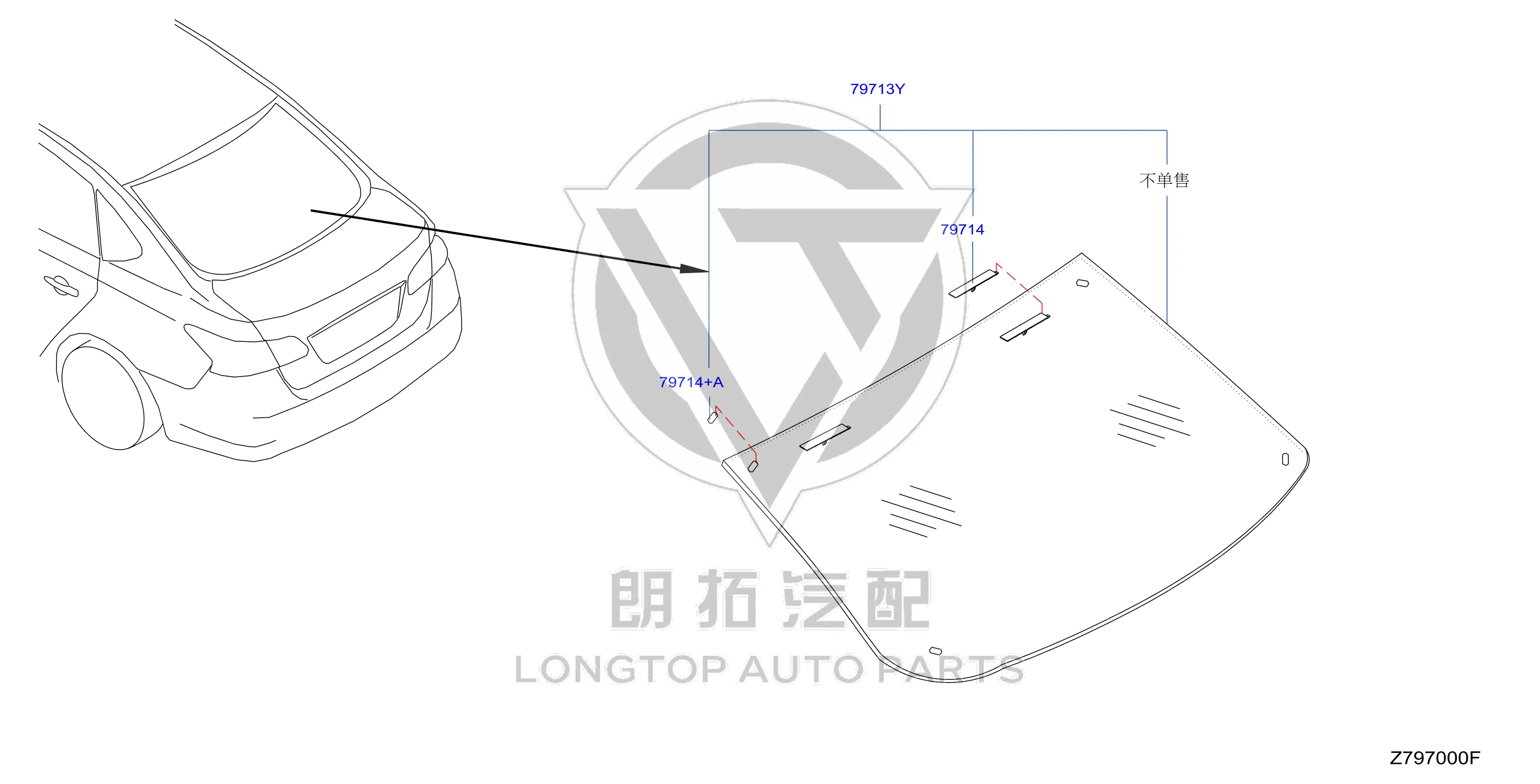 Rear Windshield 79700-6LA0A 797006LA0A for Nissan