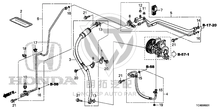 Air Conditioner High-Pressure Hose 80341-T7JH0 80341T7JH0 for Honda