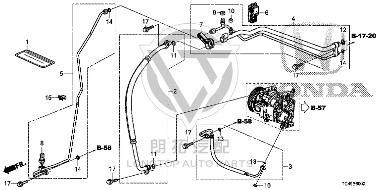 Air Conditioner High-Pressure Hose 80341-T7MH01 80341T7MH01 for Honda