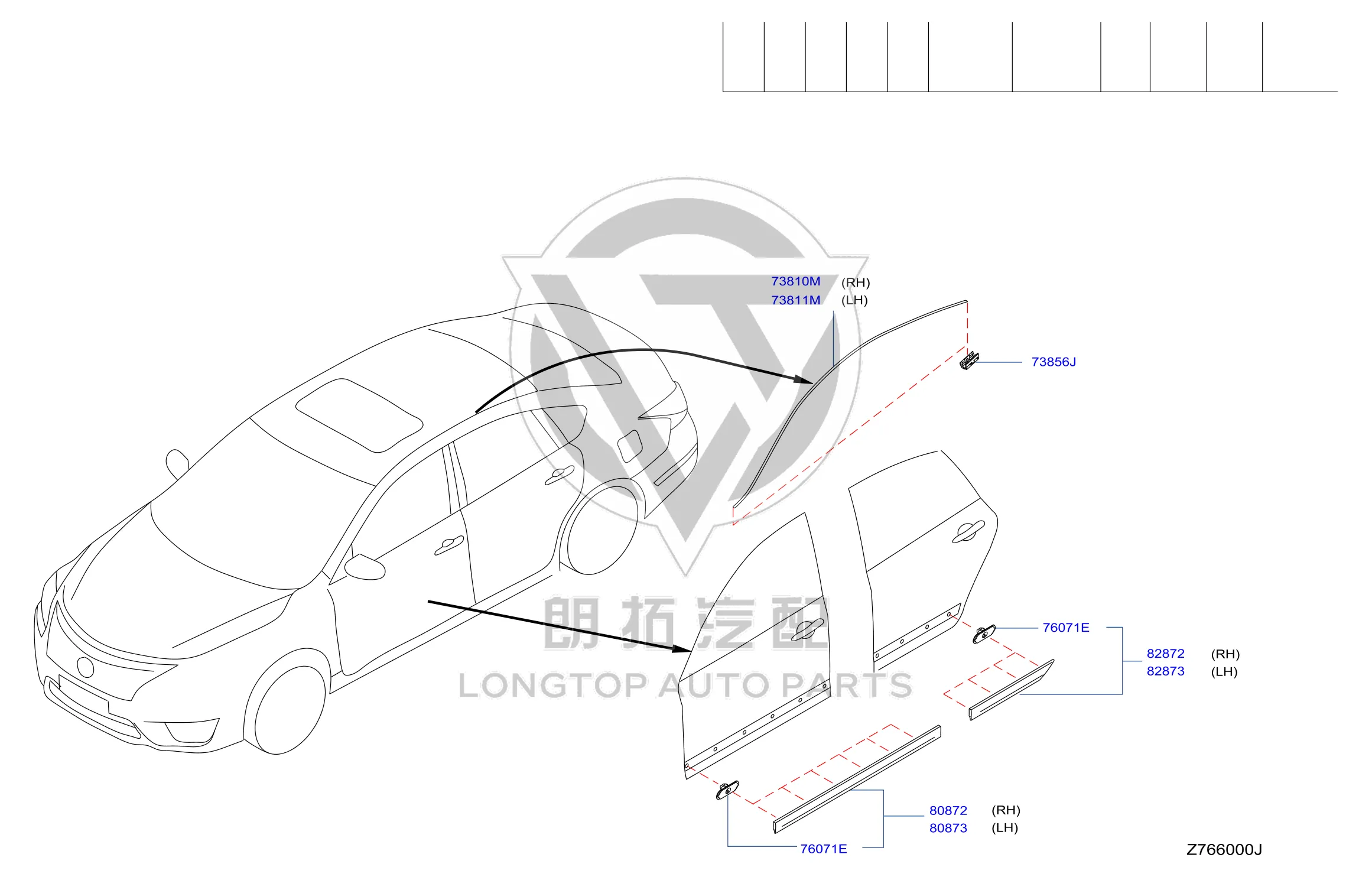 Front Door Trim Strip Left 80871-3TS0A 808713TS0A for Nissan