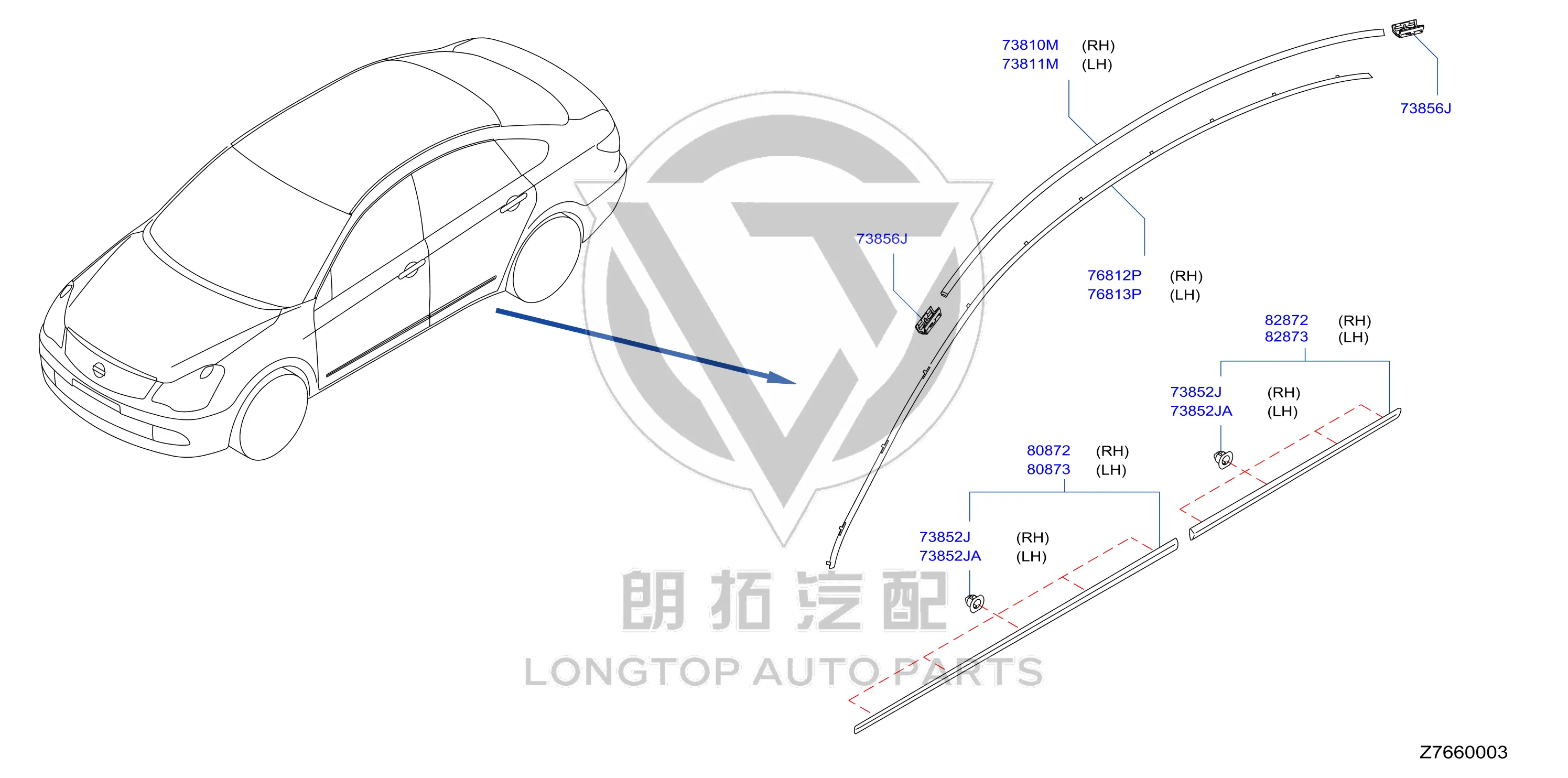 Front Door Trim Strip Left H0871-2DU1A H08712DU1A for Nissan