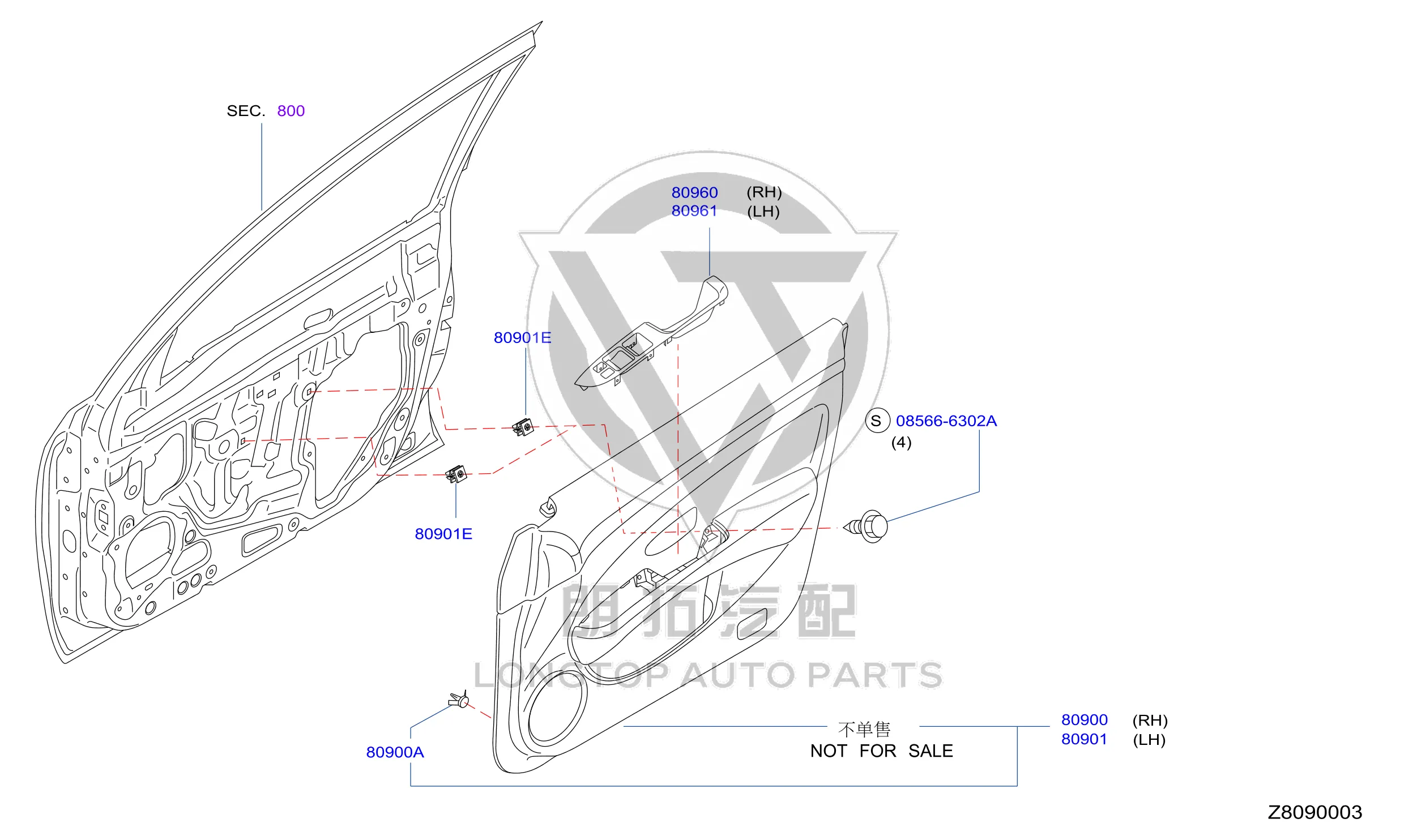 Front Door Window Lift Switch Trim Panel 80961-EW80A 80961EW80A for Nissan