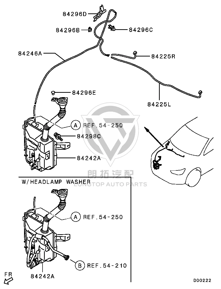 Front windshield washer fluid reservoir 8260A-270 8260A270 for Mitsubishi GA1W