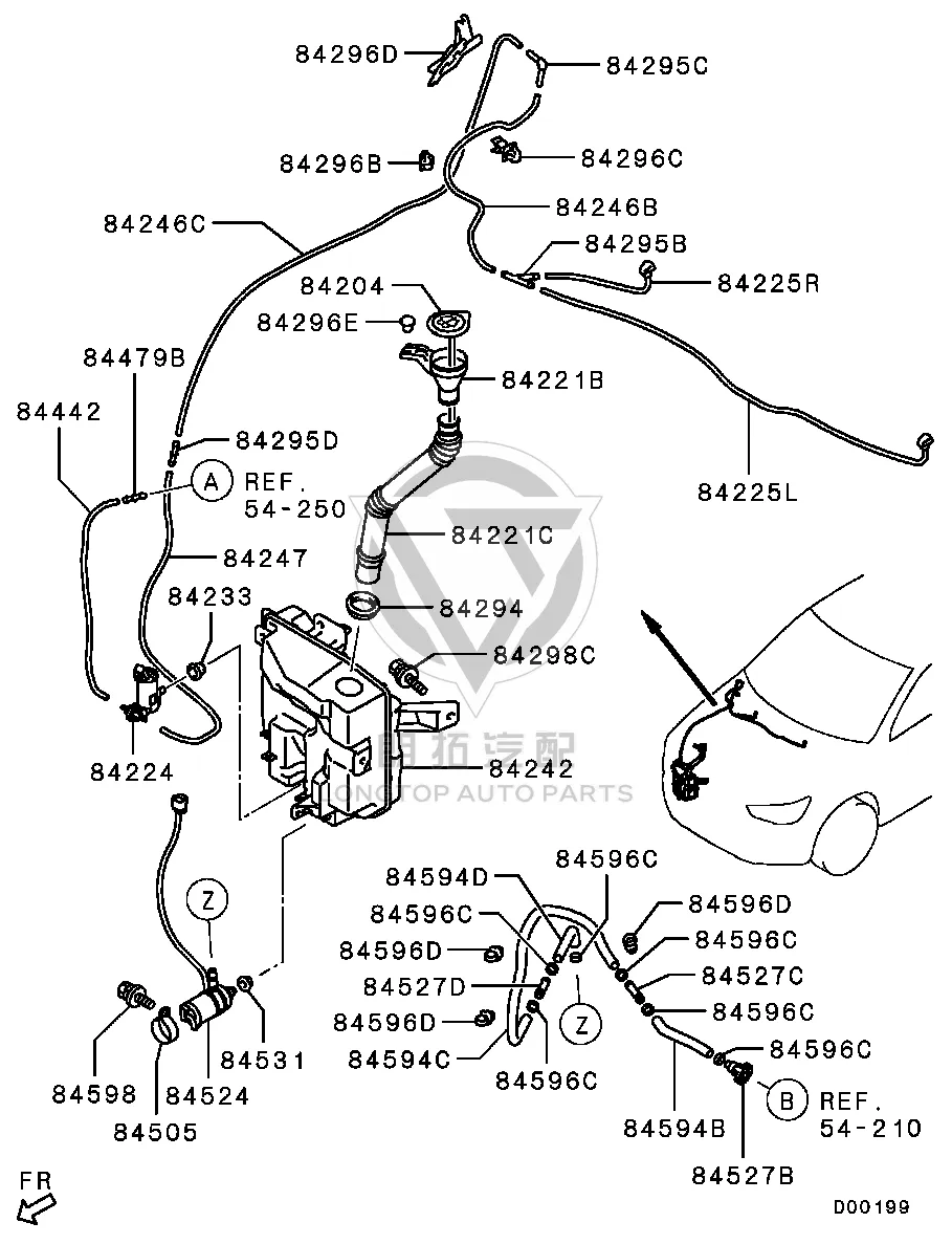 Front windshield washer fluid reservoir 8260A-277 8260A277 for Mitsubishi GA2W