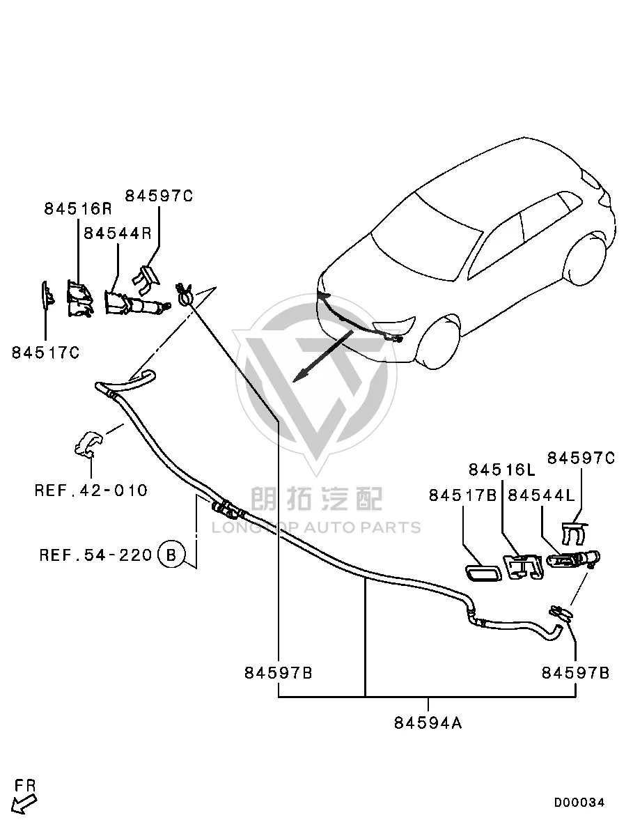 Headlight Washer Nozzle Bracket (Right) 8264A-154 8264A154 for Mitsubishi GA2W