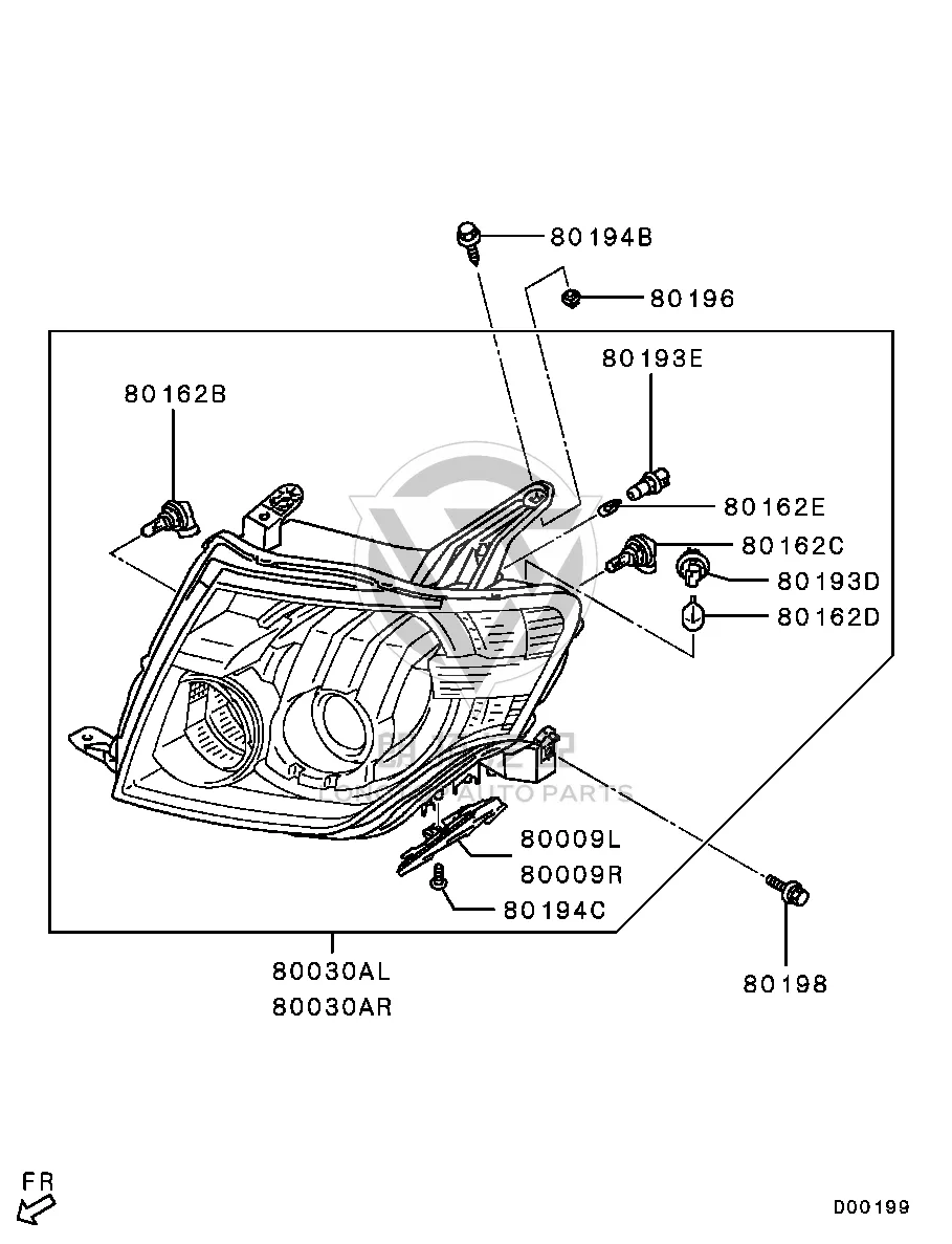 Headlamp Assembly (Left) 8301C-159 8301C159 for Mitsubishi V87W