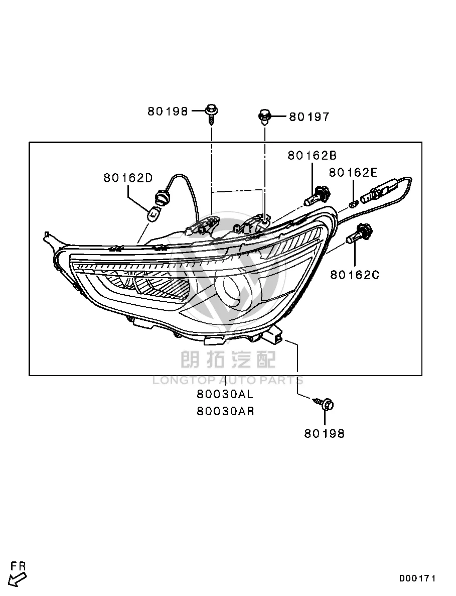Headlamp Assembly (Left) 8301D-639 8301D639 for Mitsubishi GA1W