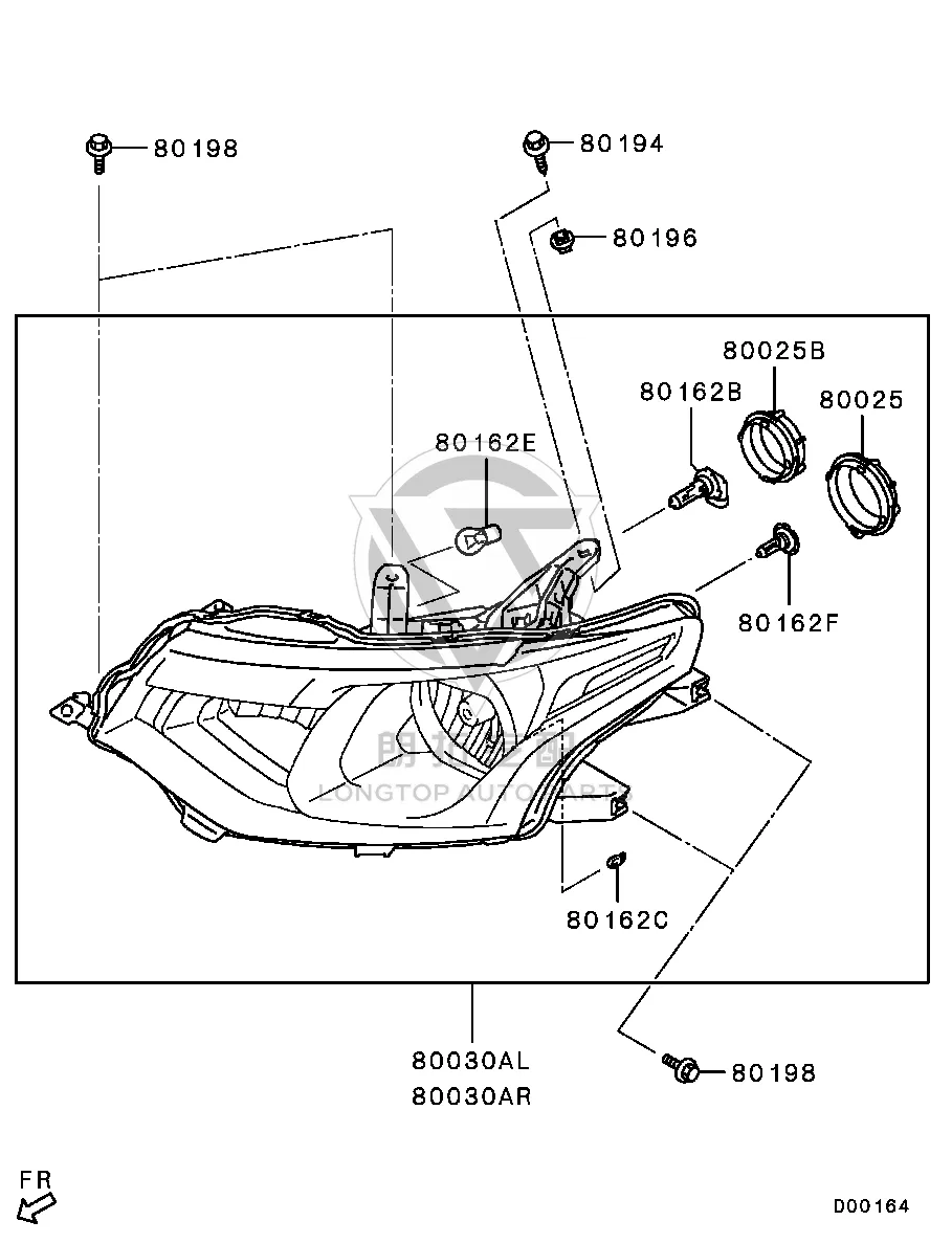Headlamp Assembly (Right) 8301C-864 8301C864 for Mitsubishi GF2W