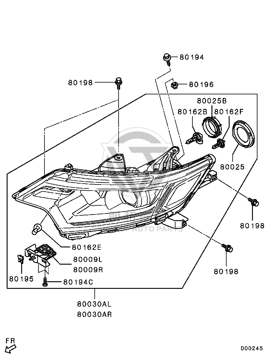 Headlamp assembly (right) 26010-W170P 26010W170P for Mitsubishi GF7W