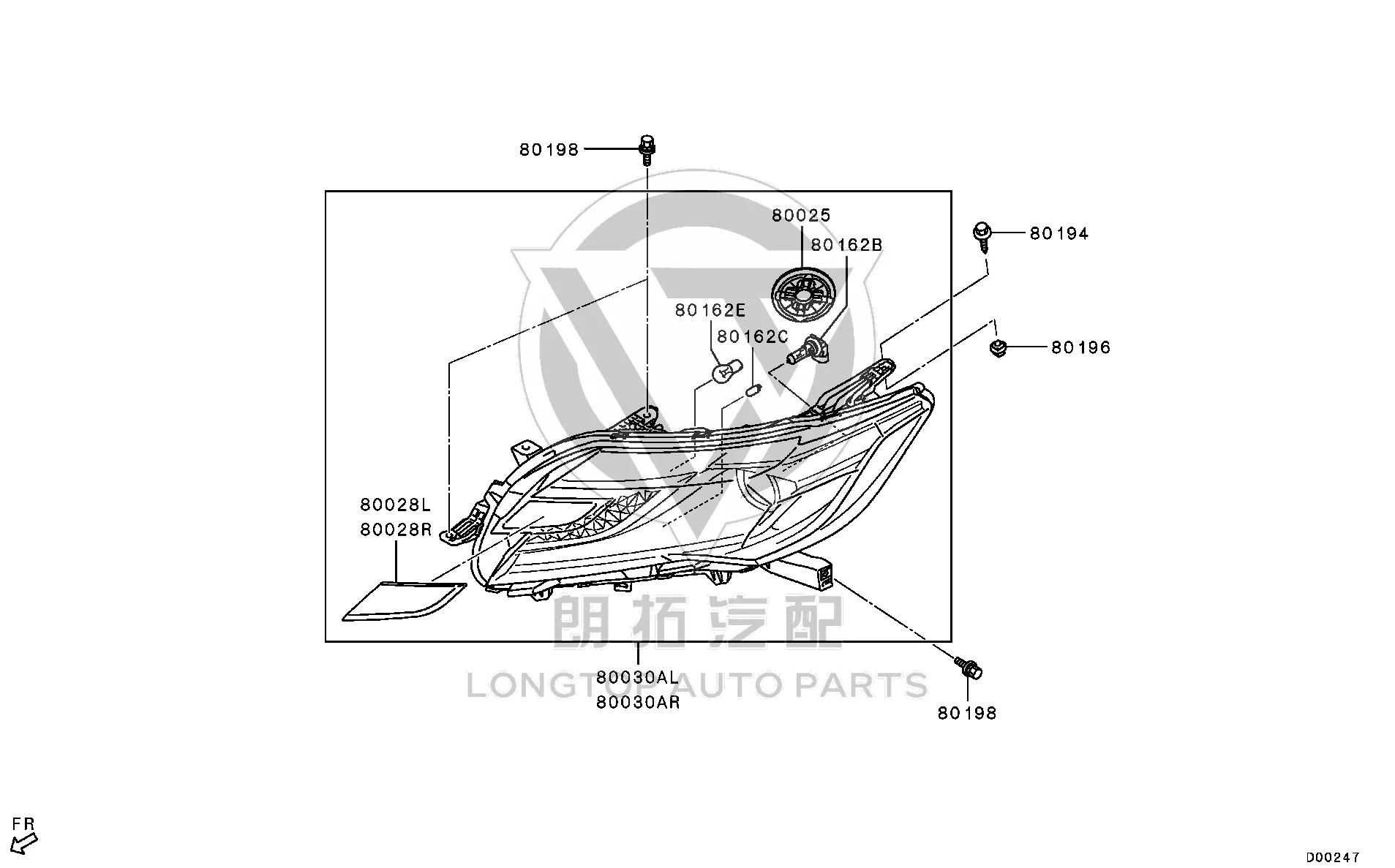 Headlamp Assembly (Left) 8301D-437 8301D437 for Mitsubishi