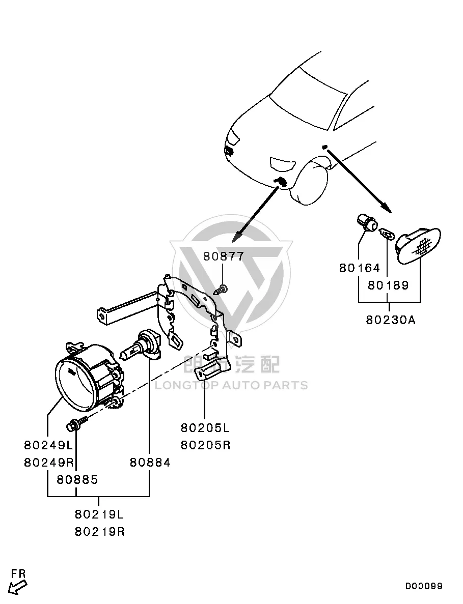 Front Fog Lamp (Right) 8321A-278 8321A278 for Mitsubishi KB4T