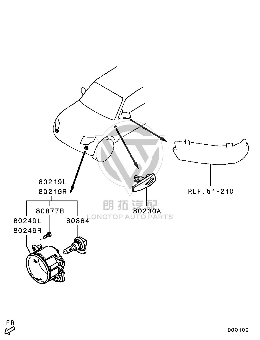 Front Fender Lamp (Right) 8351A-0001 8351A0001 for Mitsubishi CW4W