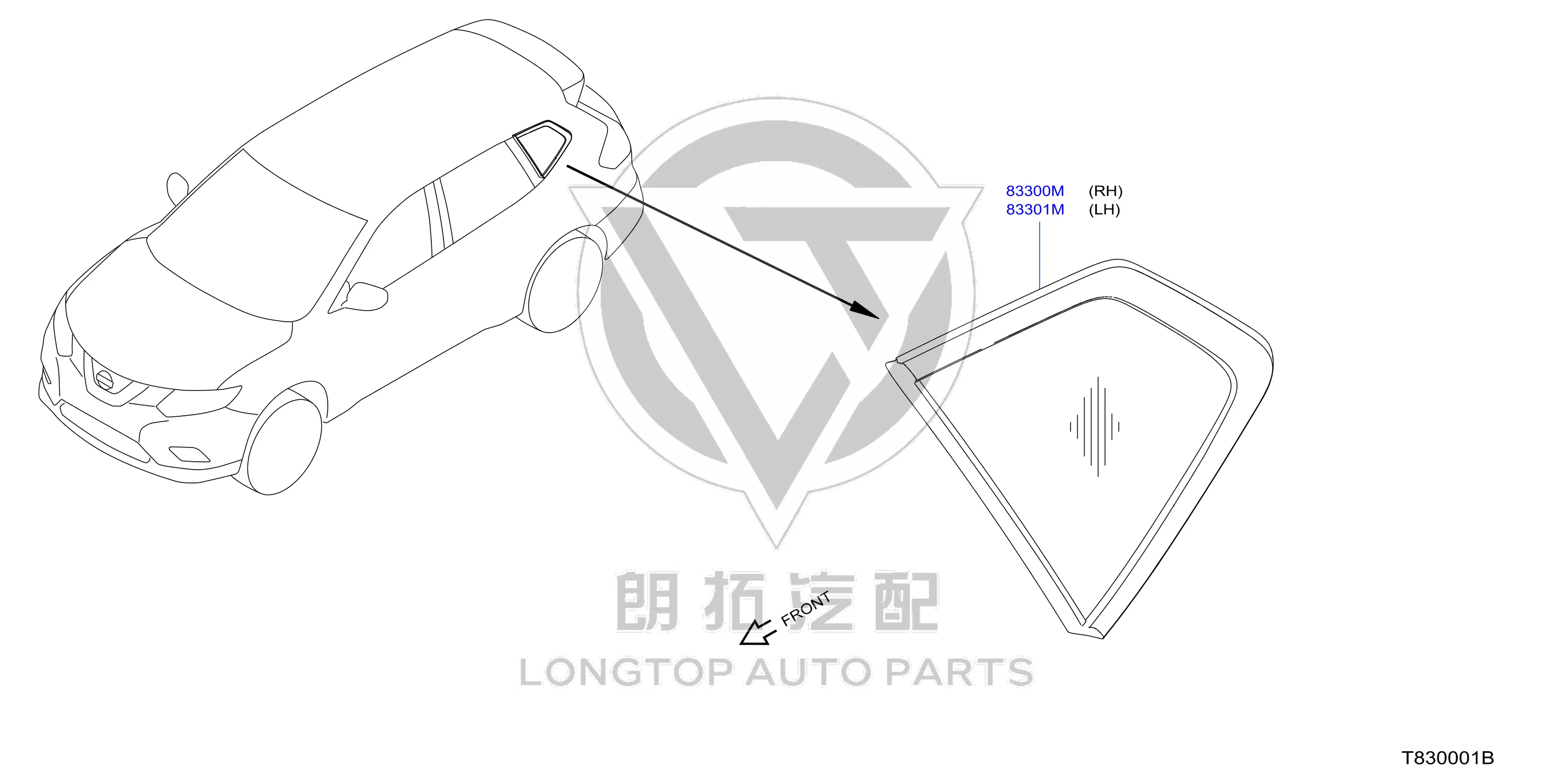 Rear Side Window Glass Left 83301-4CL0A 833014CL0A for Nissan