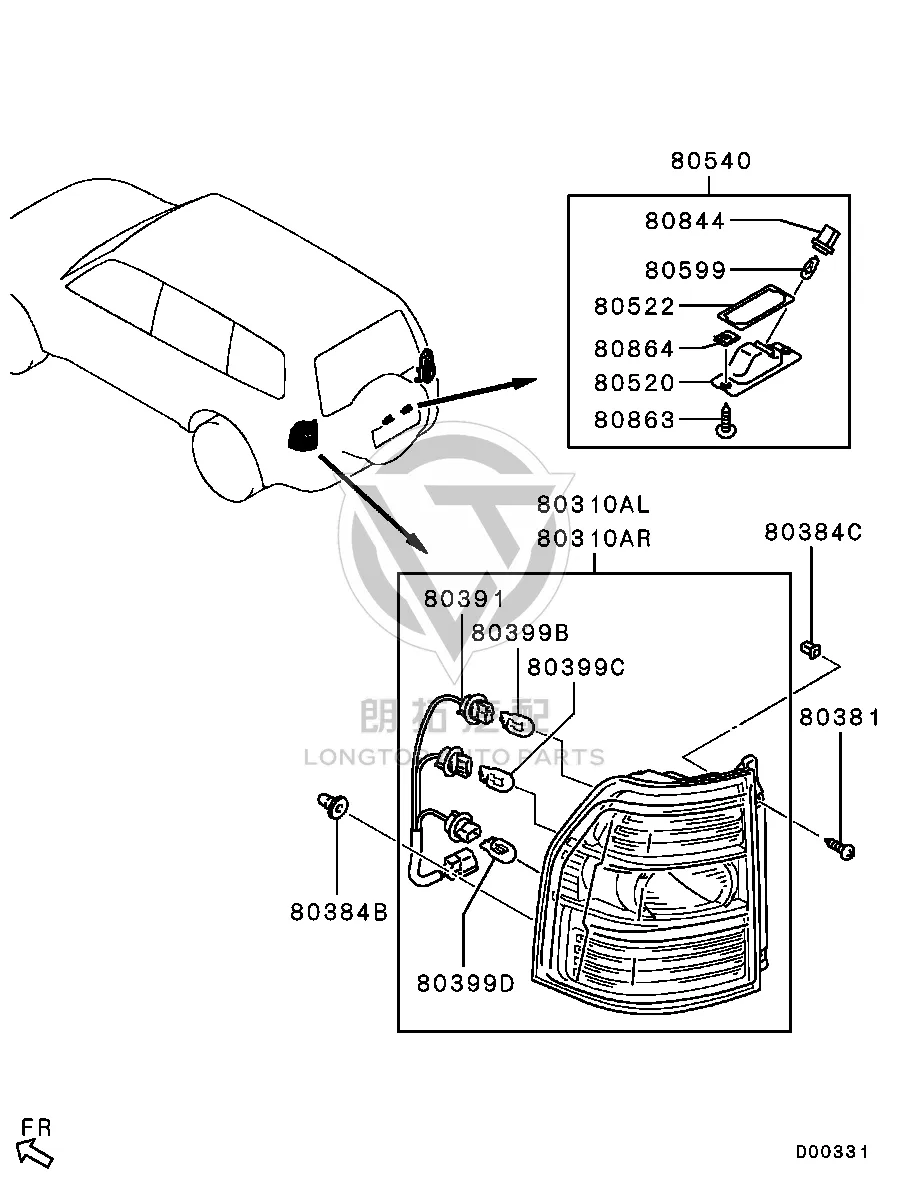 Tail Lamp Assembly (Left) 8330A-565 8330A565 for Mitsubishi V97W