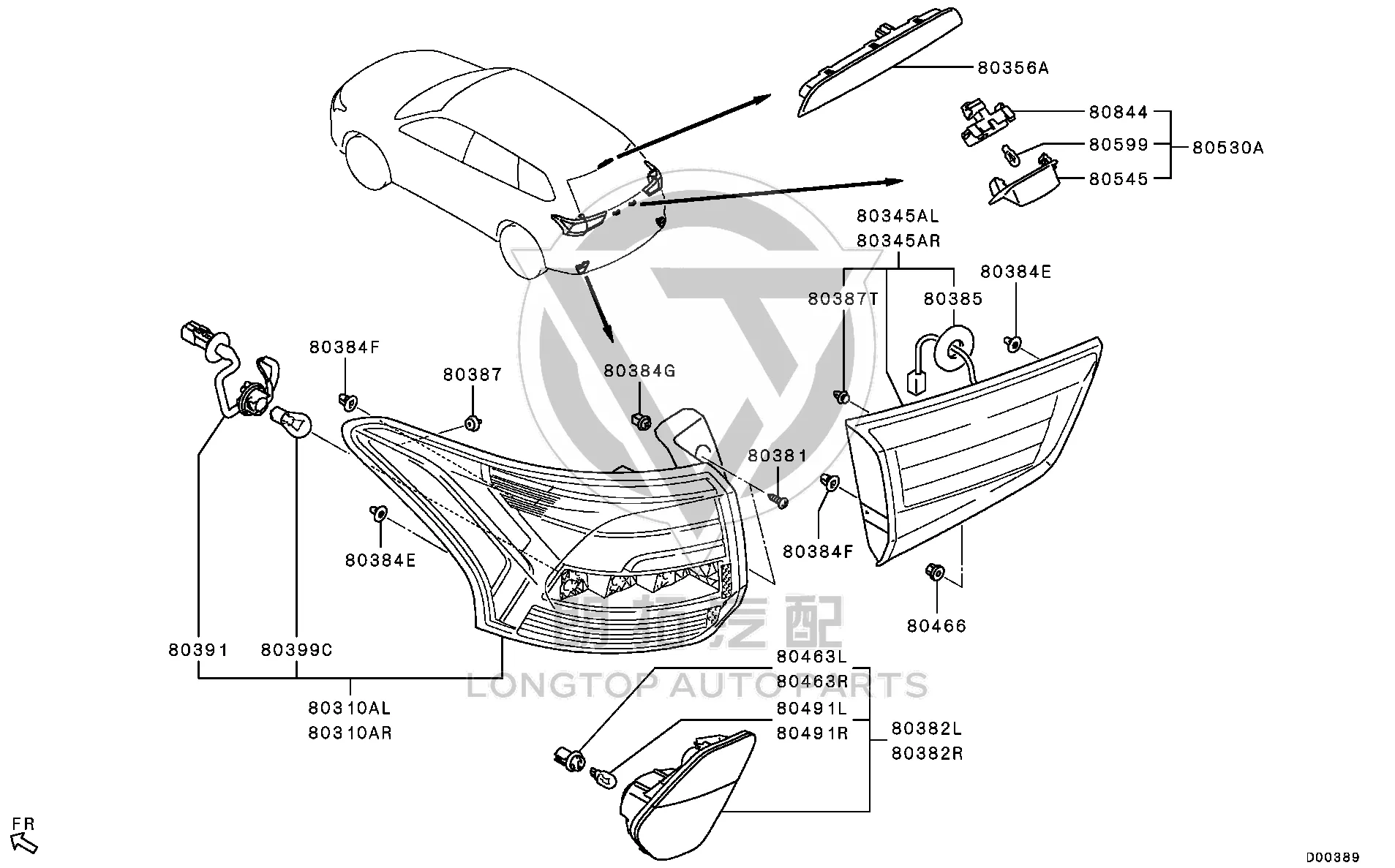 Outer Tail Lamp Assembly (Left) 8330B-131 8330B131 for Mitsubishi GF7W