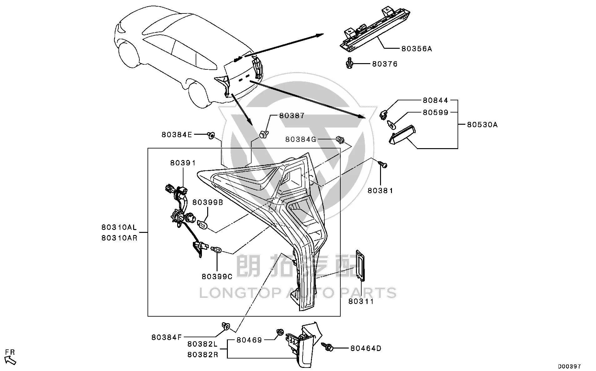 Rear Bumper Decorative Lamp 8355A-086 8355A086 for Mitsubishi