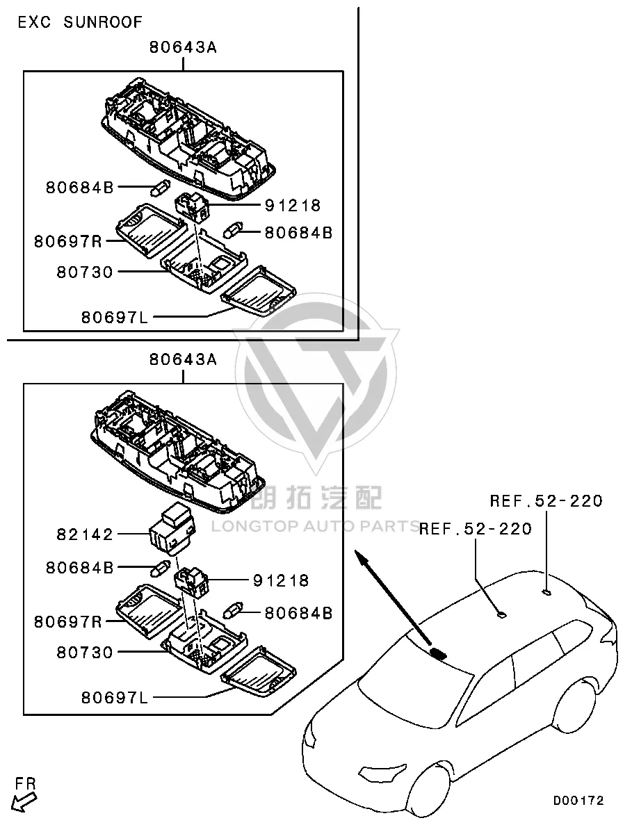 Indoor Ceiling Light (Front) 8401A-163YA 8401A163YA for Mitsubishi GF2W