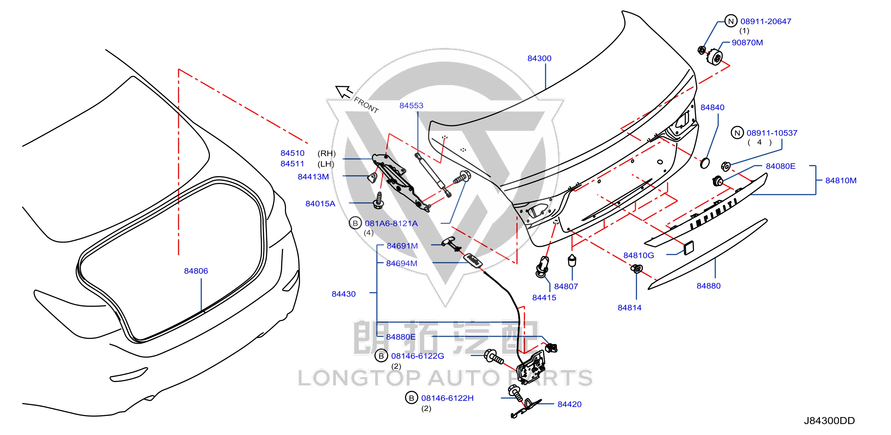 Tailgate Support Strut (Right) 84430-4GA2A 844304GA2A for Infiniti