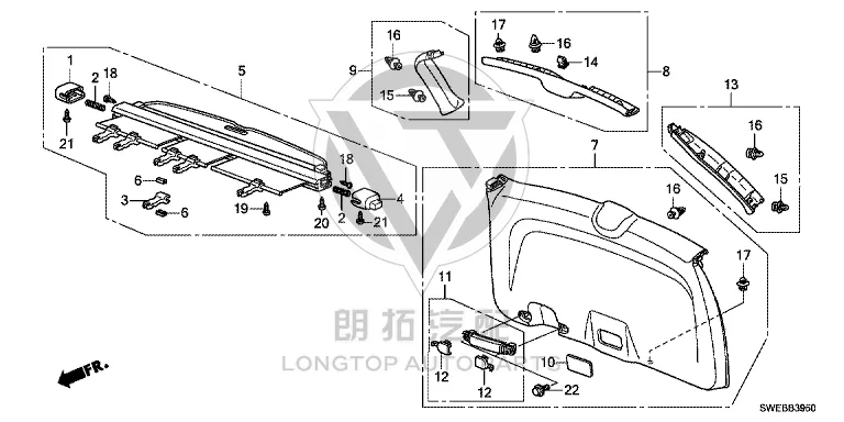 Tailgate Interior Panel 84431-SWNH01ZA 84431SWNH01ZA for Honda