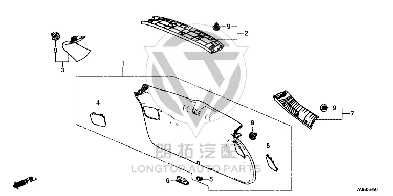 Tailgate Interior Panel (Lower) 84431-T7JH0 84431T7JH0 for Honda