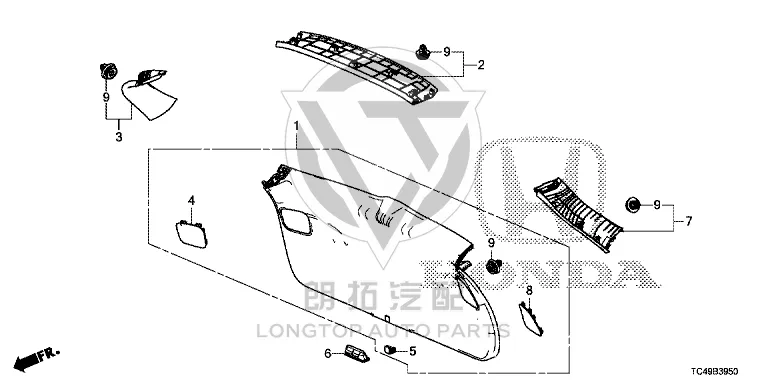 Tailgate Interior Panel (Lower) 84431-TC4H0 84431TC4H0 for Honda