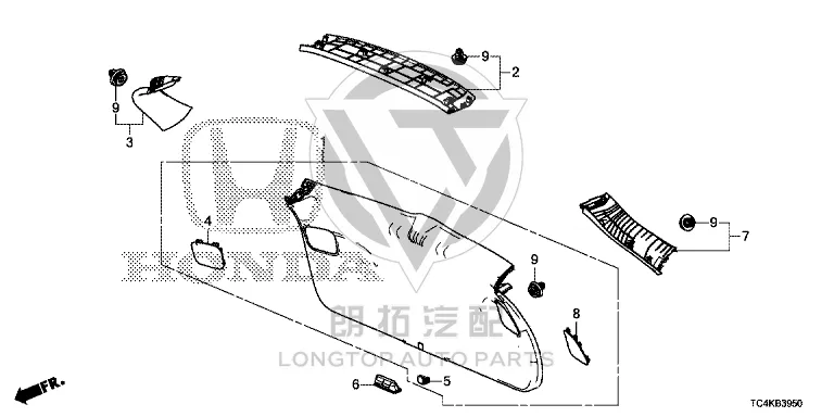 Tailgate Interior Panel (Lower) 84431-TC4H0 84431TC4H0 for Honda