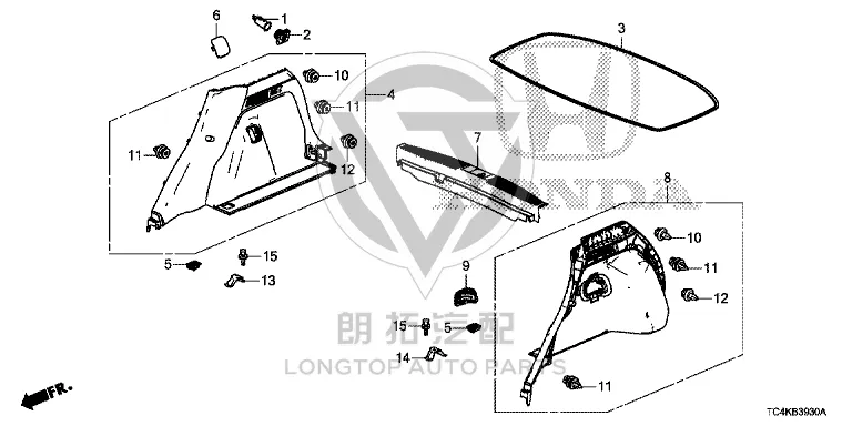 Rear Panel Trim 84640-TC4-H12ZA 84640TC4H12ZA for Honda