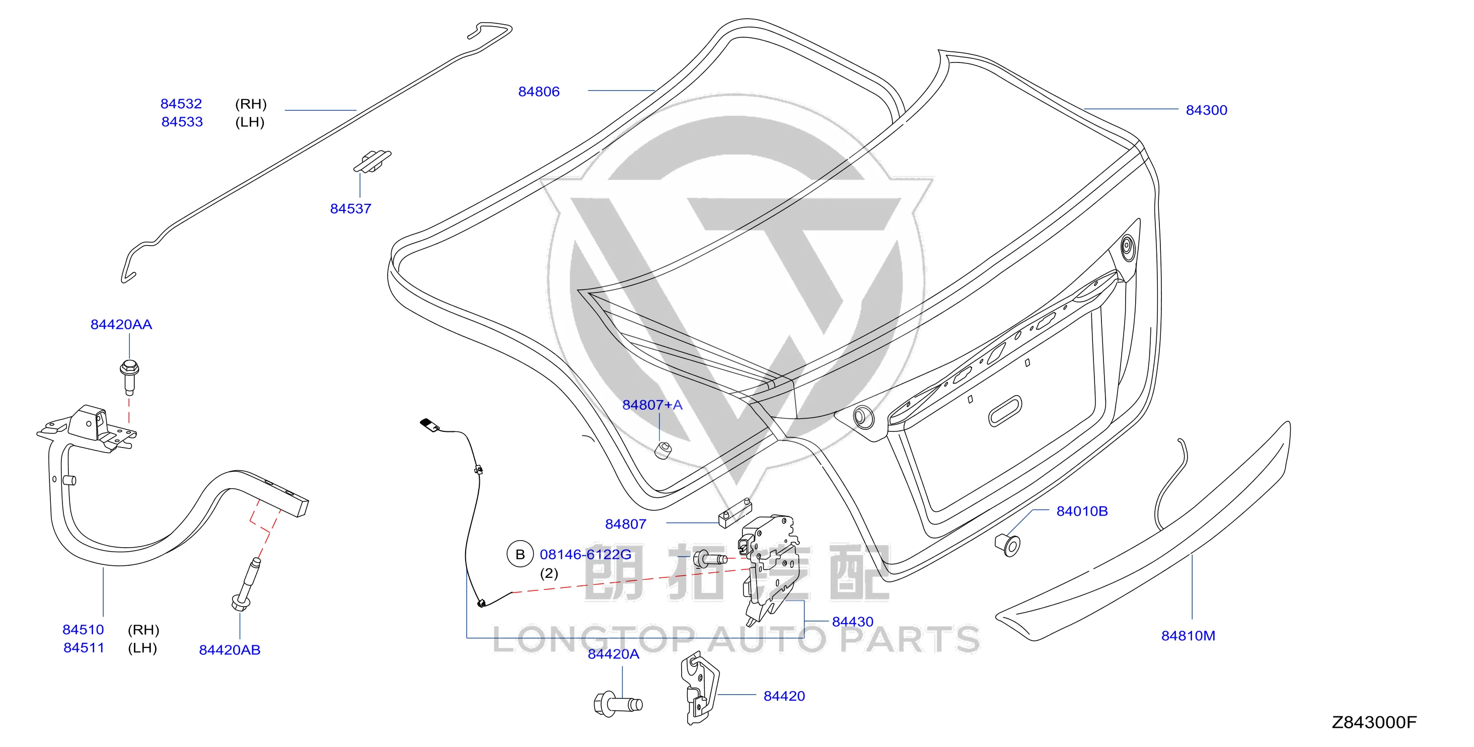 Tailgate Hinge (Left) H44013-TSMA H44013TSMA for Nissan