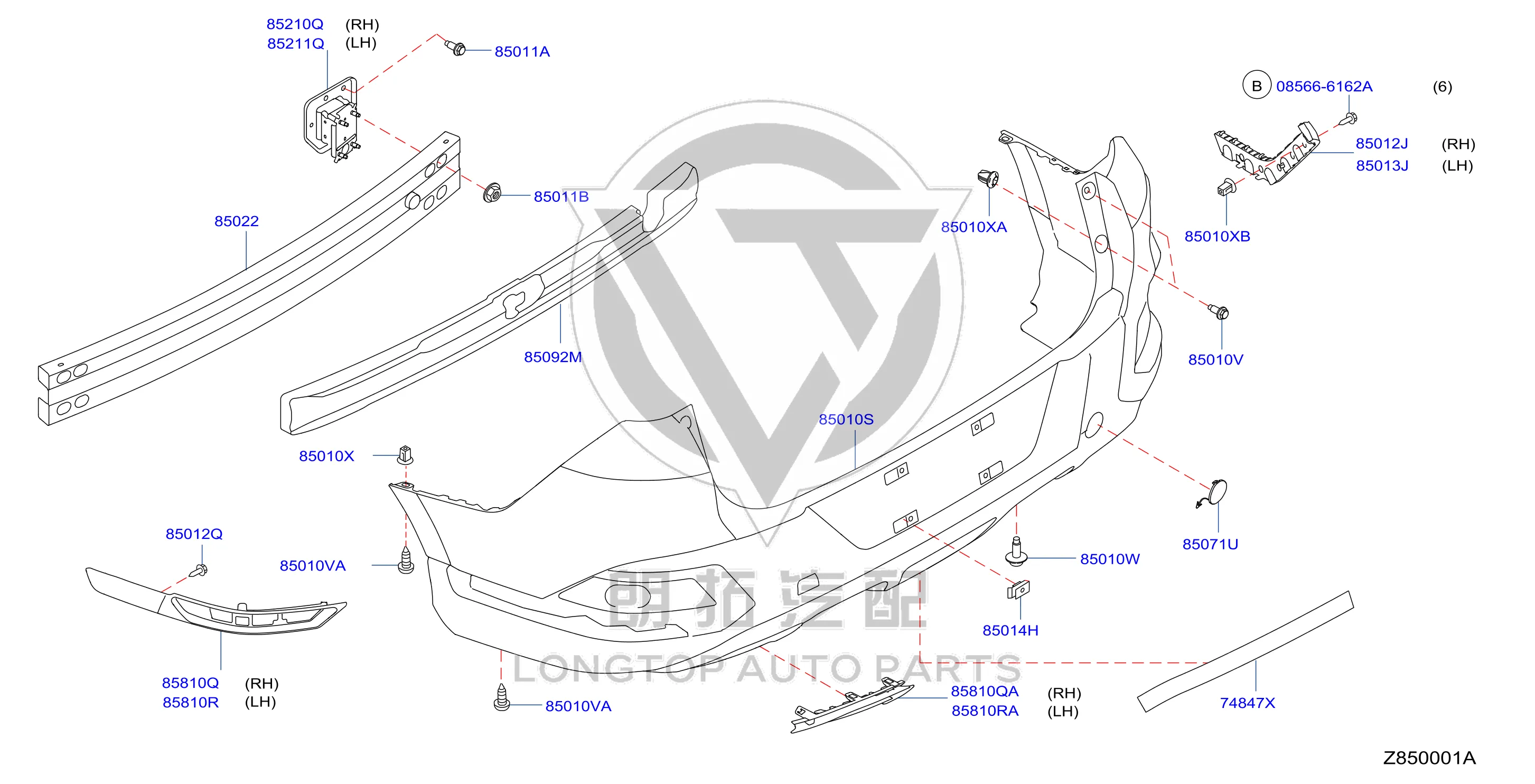 Rear Bumper Cover 85022-2GD0H 850222GD0H for Venucia