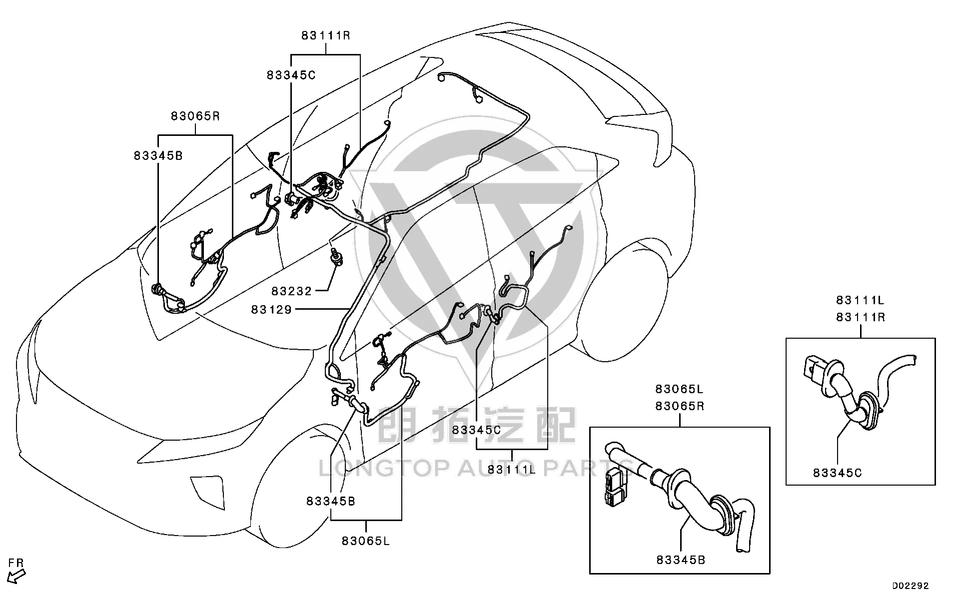 Rear door wiring harness (left) 8512B-894 8512B894 for Mitsubishi GK1W