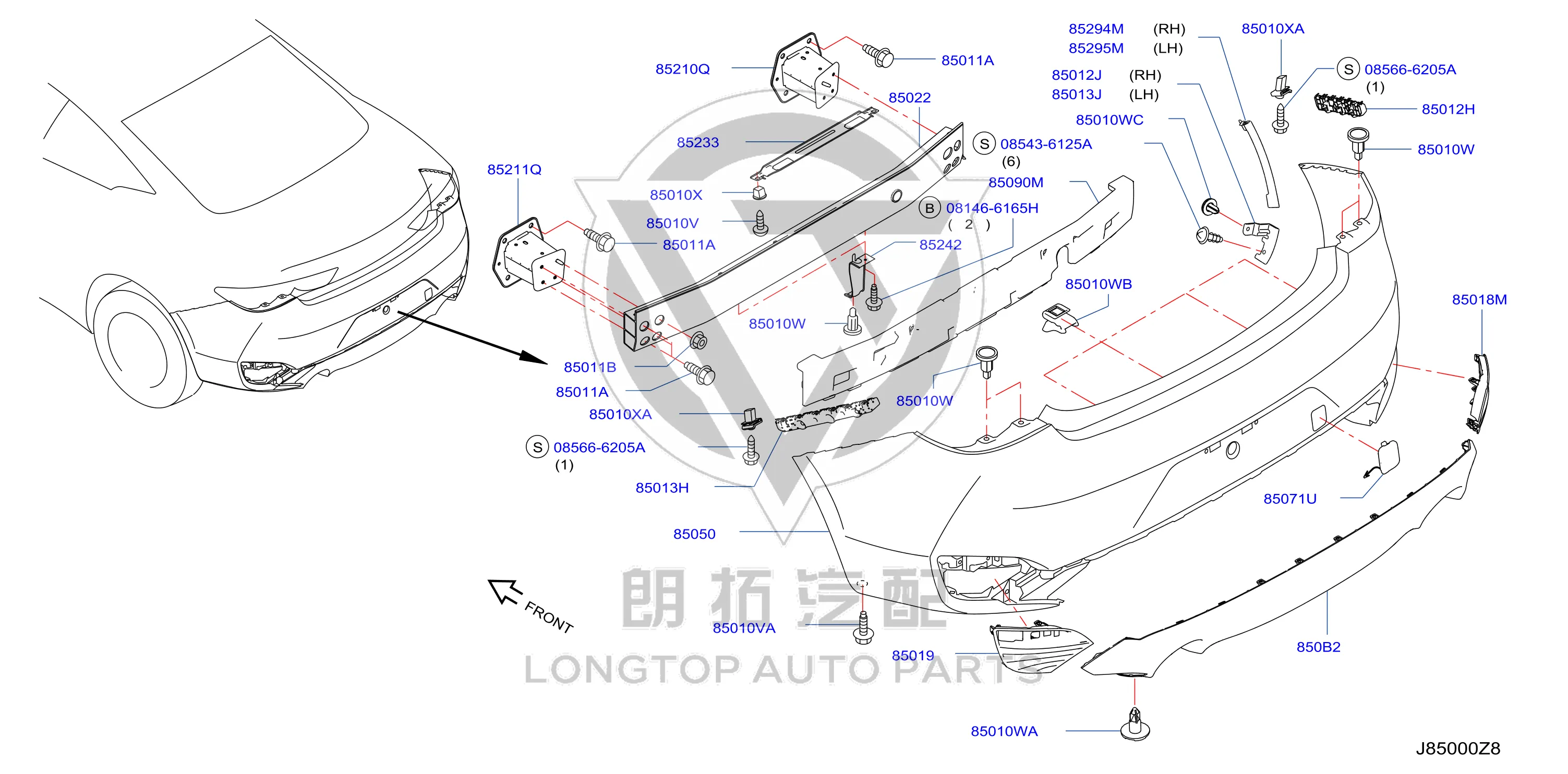 Snap fastener 85284-EG000 85284EG000 for Nissan