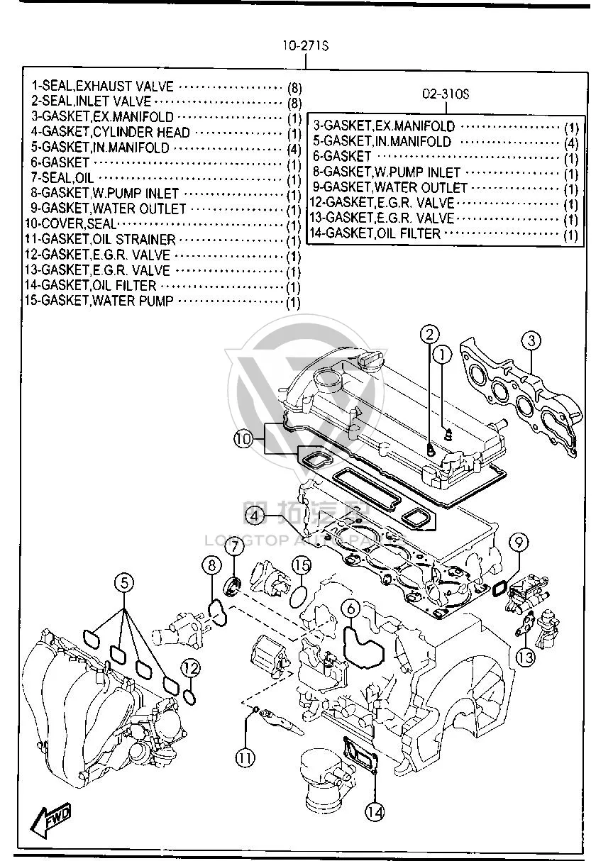 Engine Overhaul Kit 8LGB1-0271 8LGB10271 for Mazda Mazda6