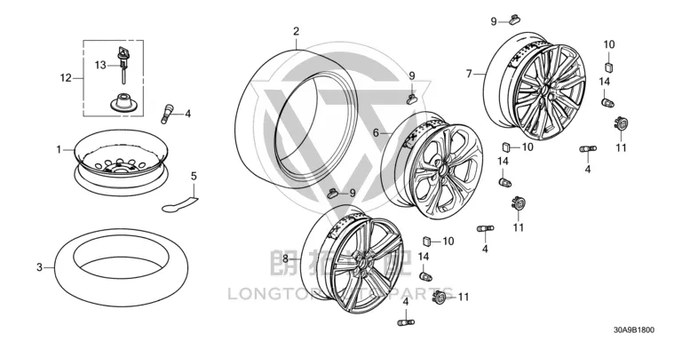 Wheel nut 90304-SA501 90304SA501 for Honda