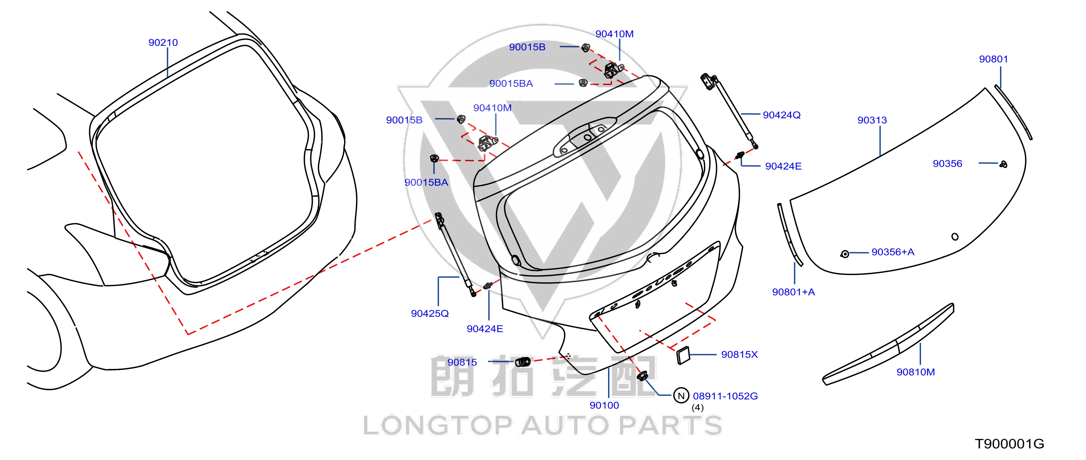 Tailgate Support Strut (Right) 90450-3DA0B 904503DA0B for Nissan