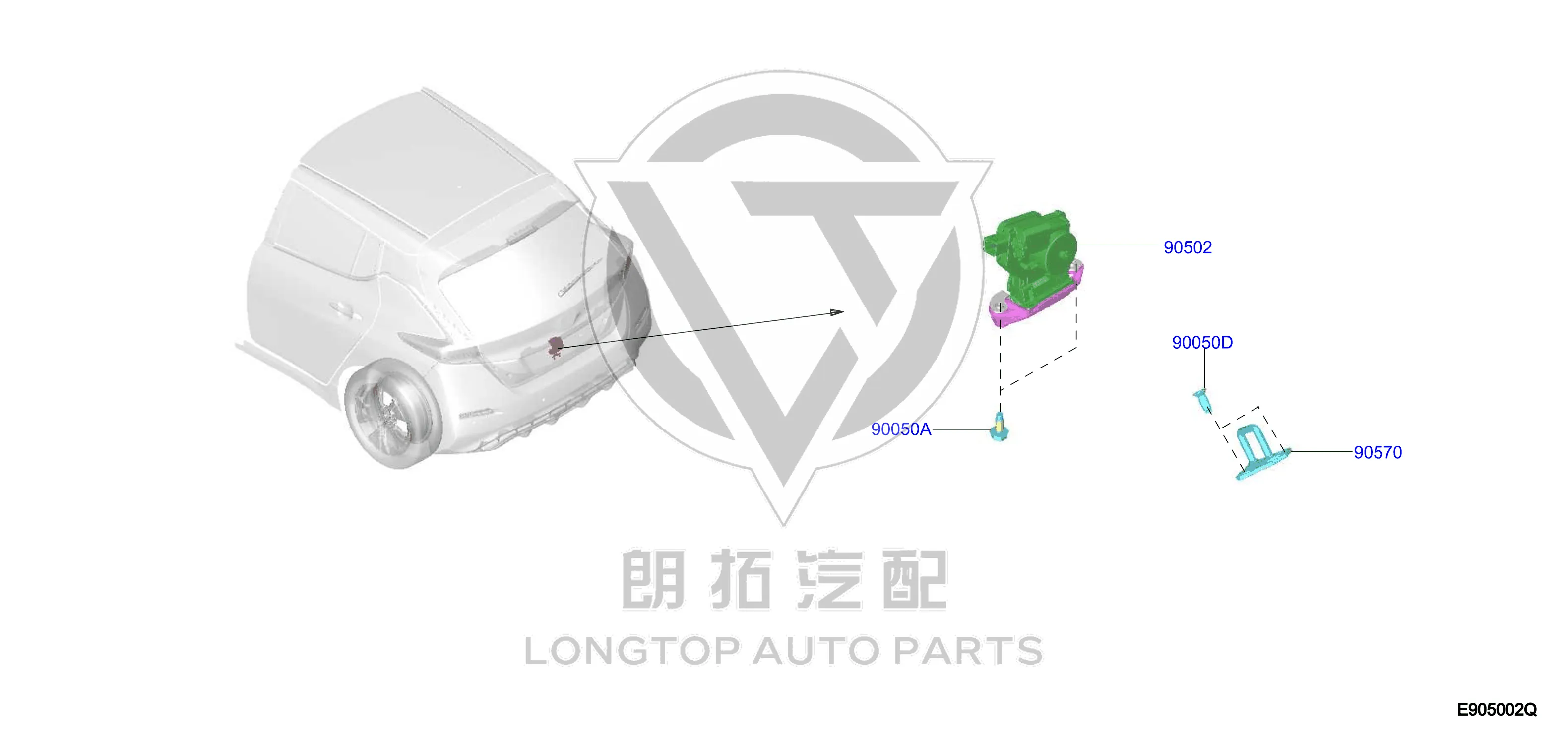 Tailgate Lock Assembly 90502-DF30A 90502DF30A for Nissan