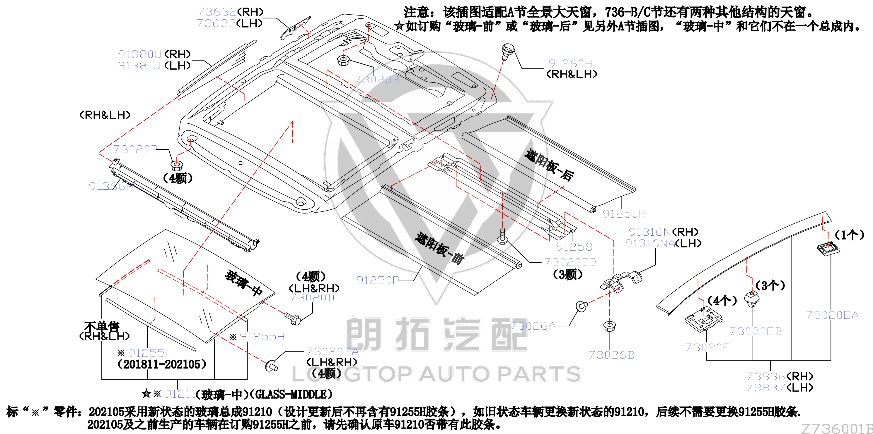 Roof Interior Trim Panel 91760-6CT1B 917606CT1B for Nissan