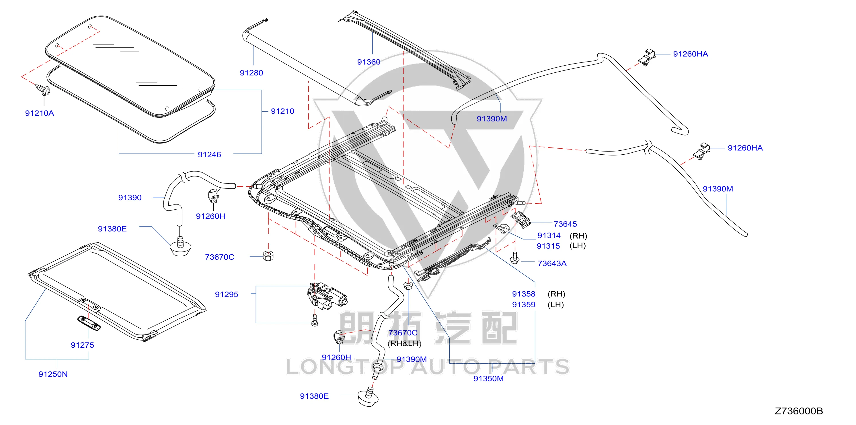 Sunroof Drain Hose 91390-2DR0A 913902DR0A for Nissan