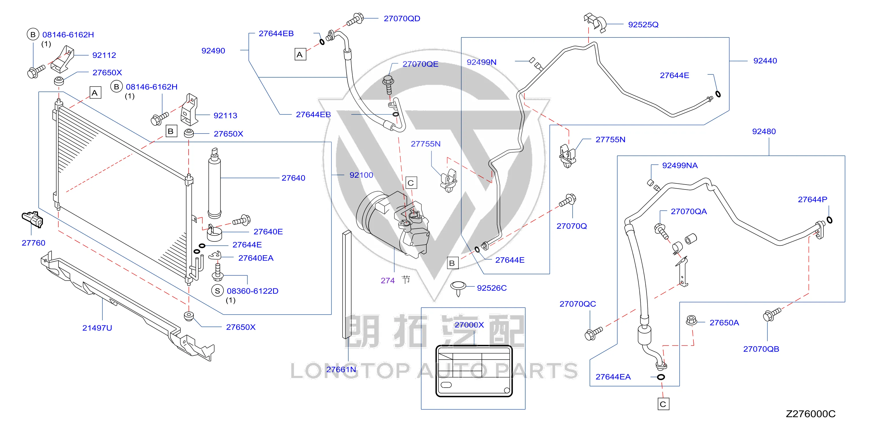 Condenser 92100-1DA0A 921001DA0A for Nissan