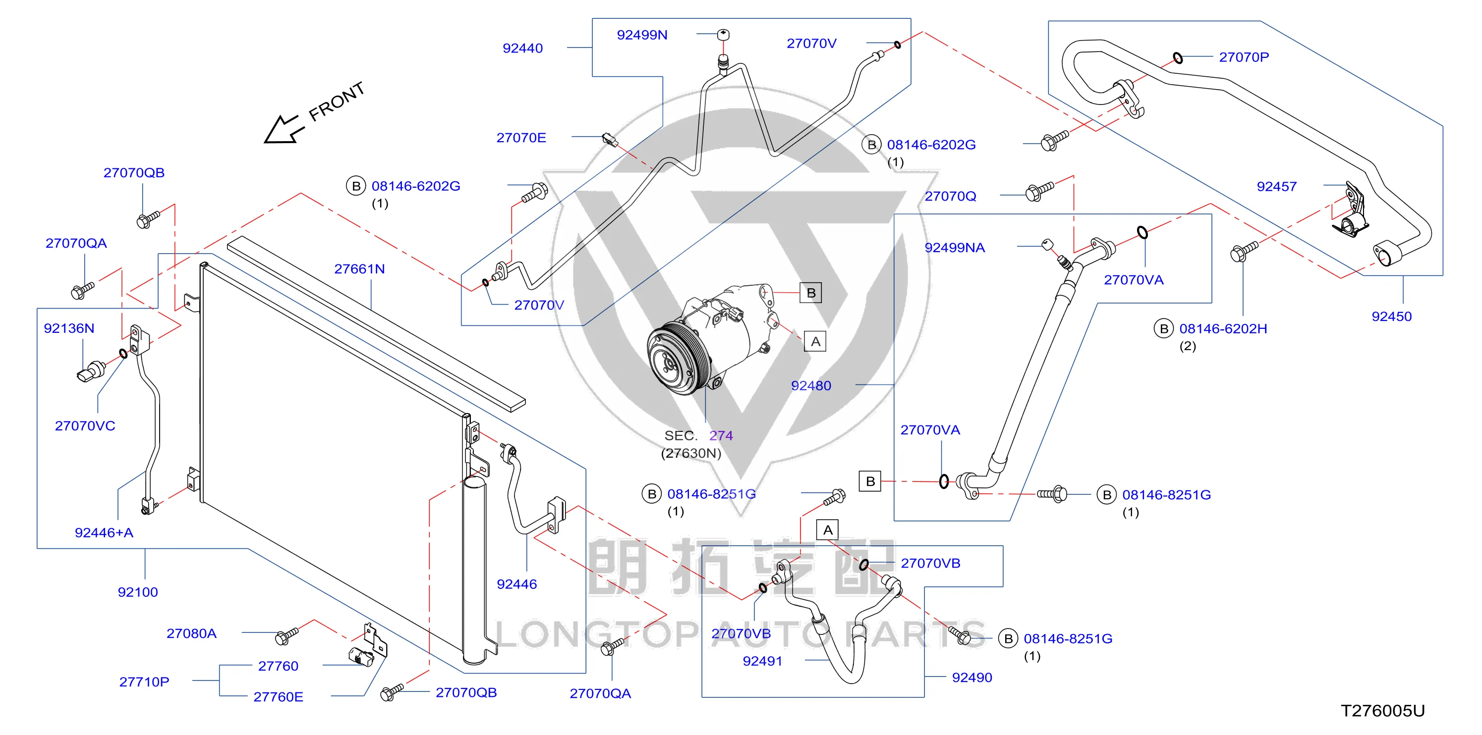 Condenser 92100-5JG0A 921005JG0A for Nissan