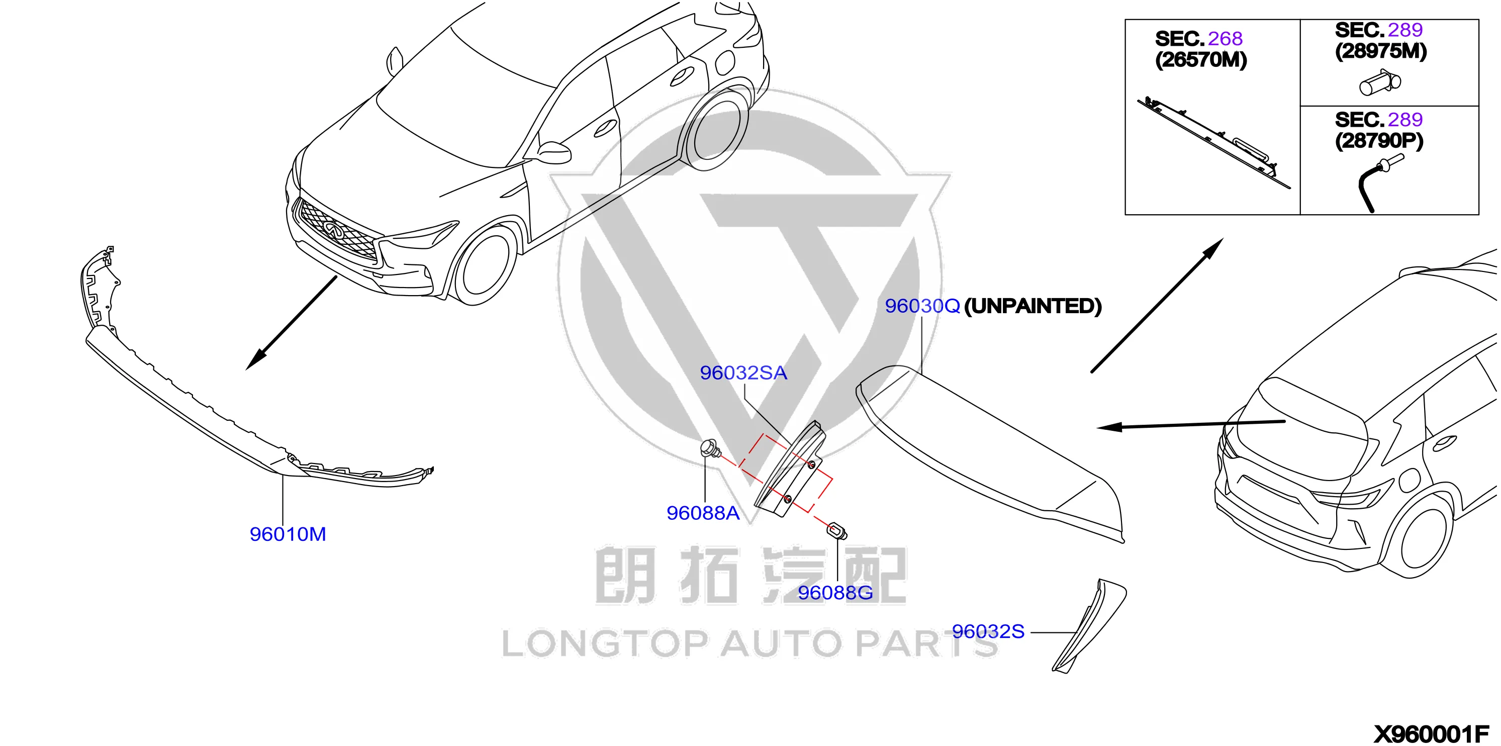 Front Bumper Deflector (Lower) 96010-5NA0A 960105NA0A for Infiniti