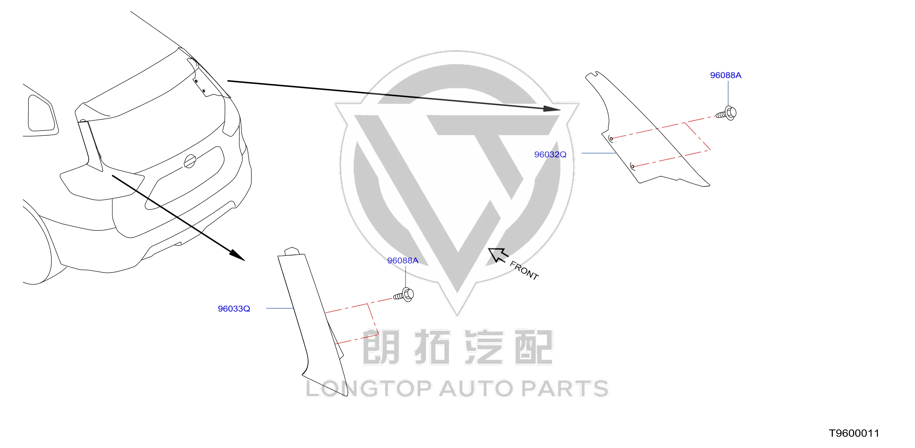 Tail Lid Spoiler (Left) 96033-4CE0A 960334CE0A for Nissan