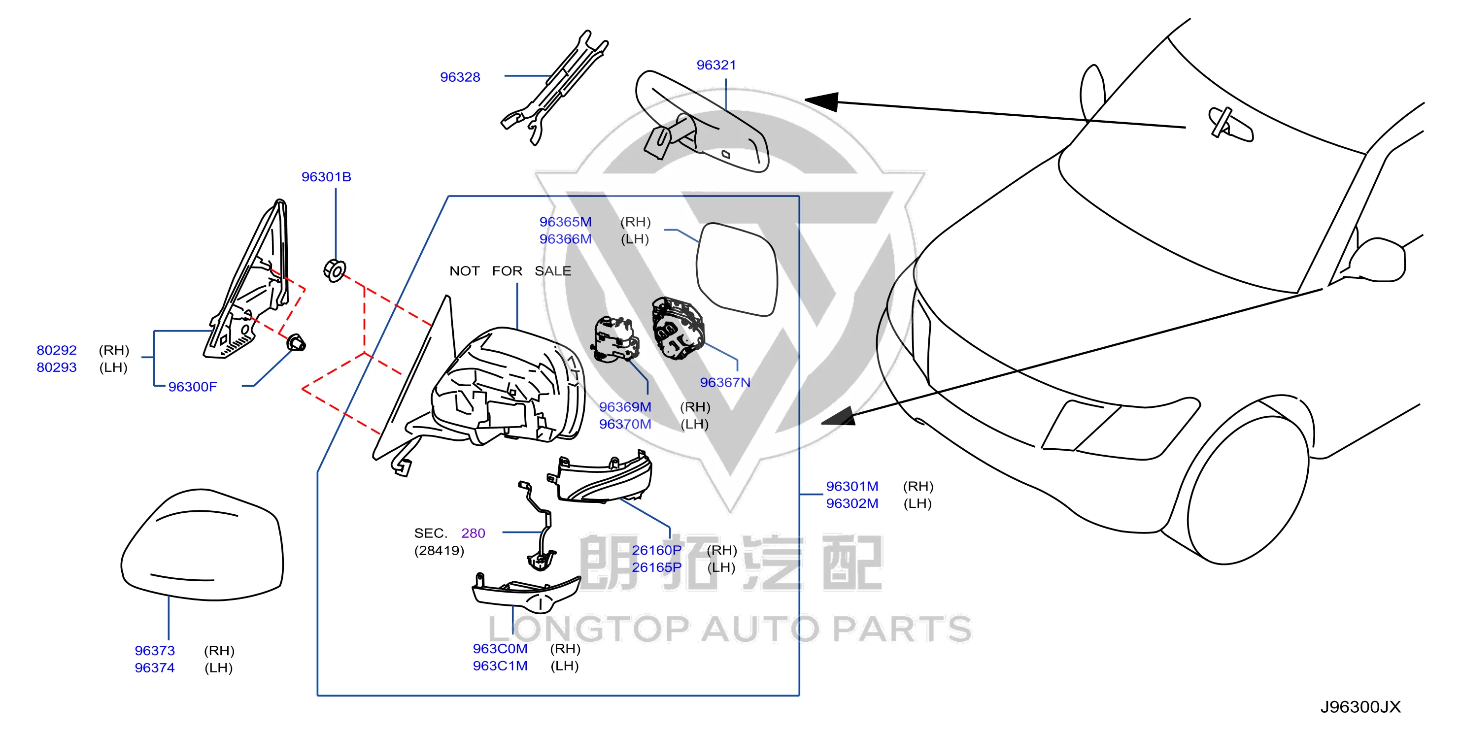 Outer Rearview Mirror Housing K6373-1LB0B K63731LB0B for Nissan